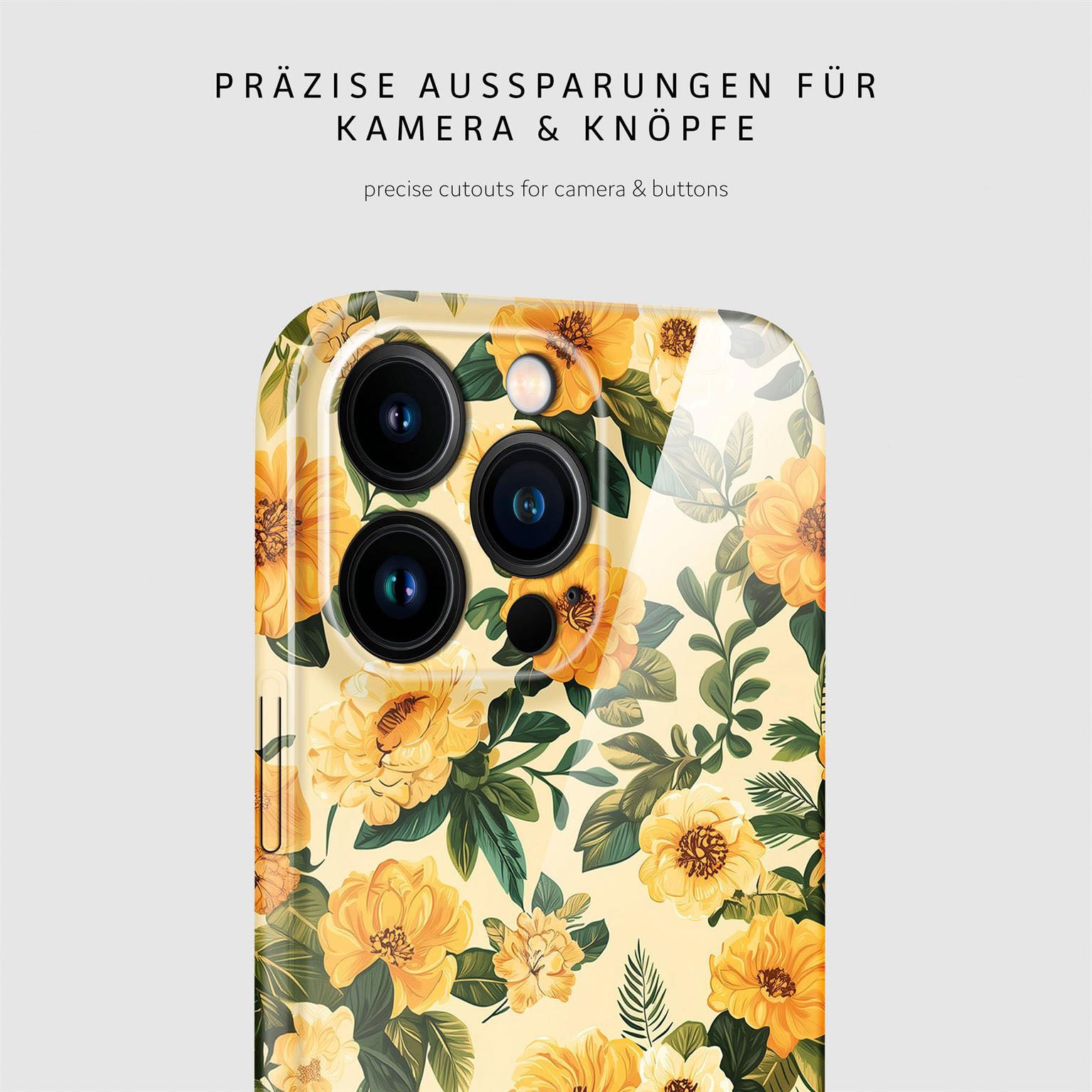 Flower Cover für iPhone 16 Pro Max in der Farbe Sunny Melody (Gelb)