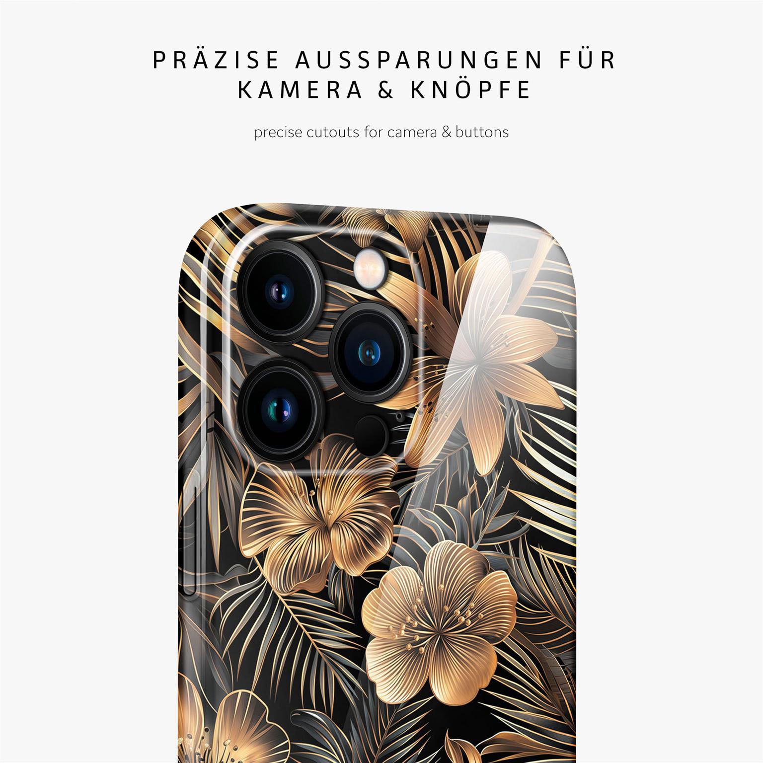 Flower Cover für iPhone 16 Pro Max in der Farbe Exotic Glow (Gold)
