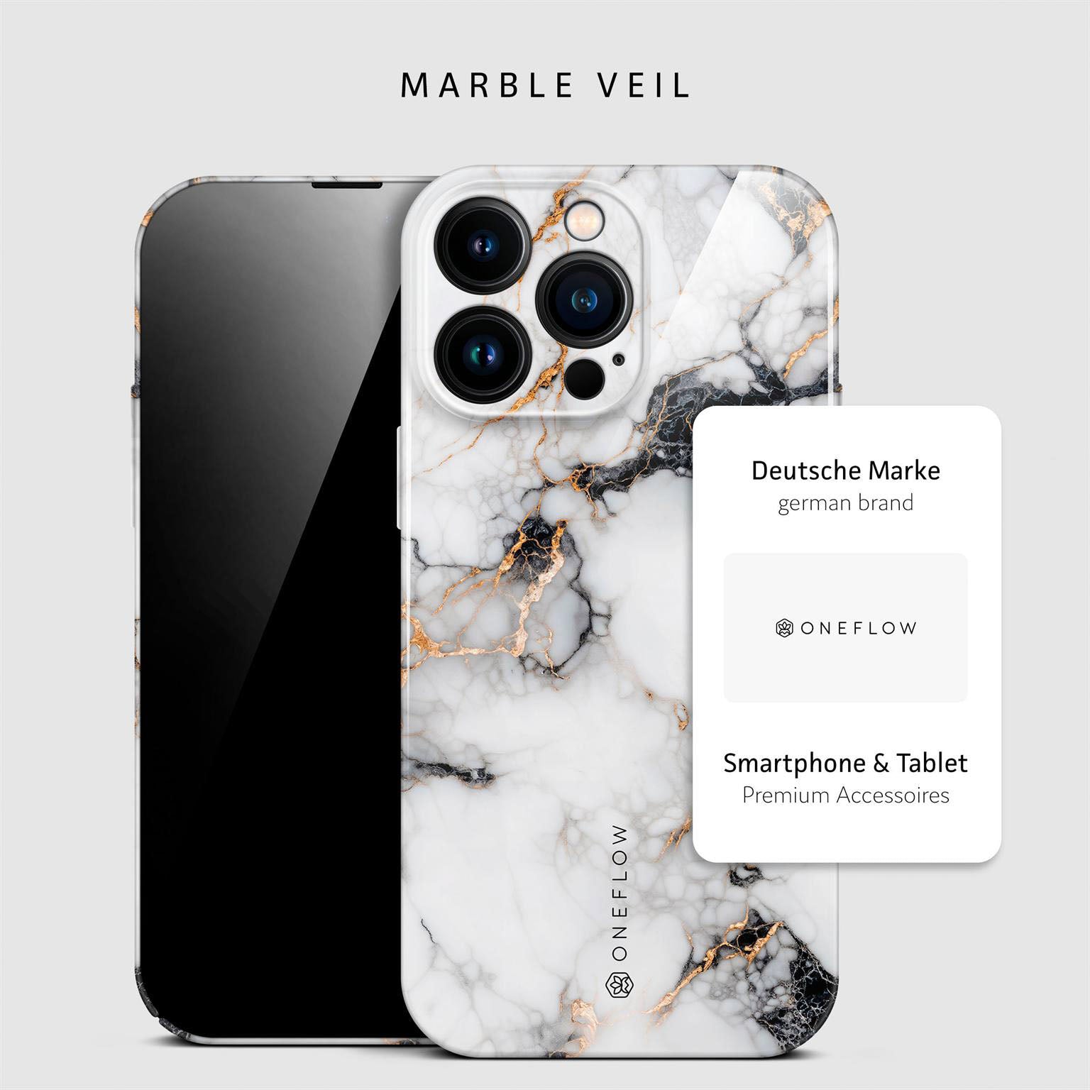 Bliss Cover für iPhone 16 Pro Max in der Farbe Marble Veil (Weiß)