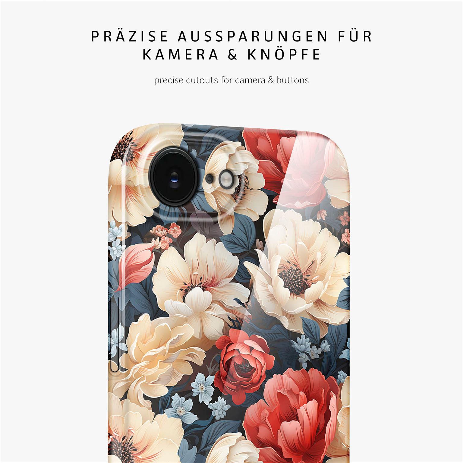 Flower Cover für iPhone 16e in der Farbe Mystic Flora (Rot)