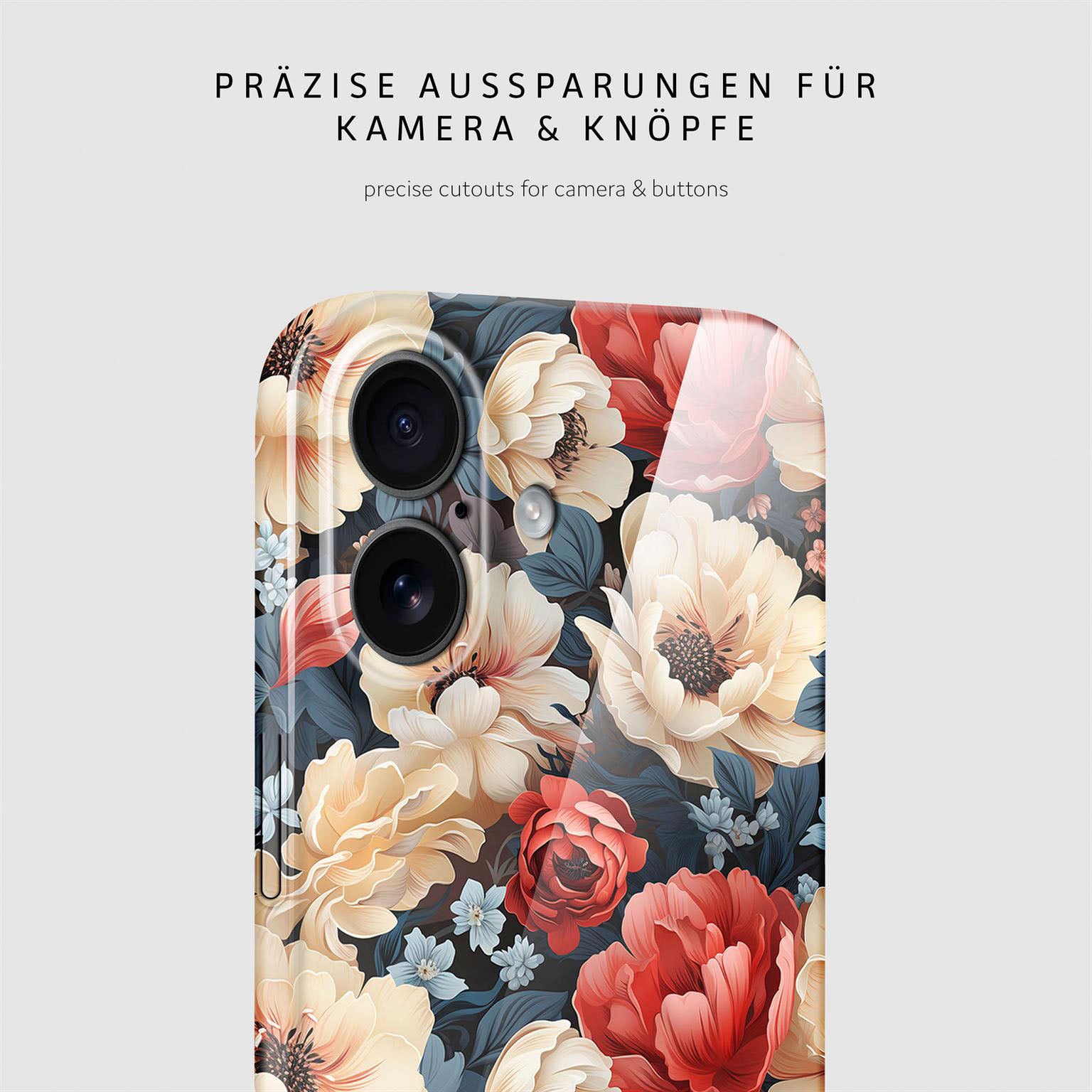 Flower Cover für iPhone 17 in der Farbe Mystic Flora (Rot)