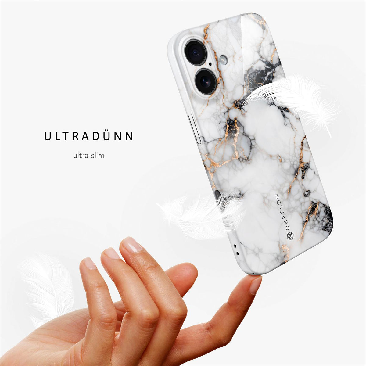 Bliss Cover für iPhone 17 in der Farbe Marble Veil (Weiß)