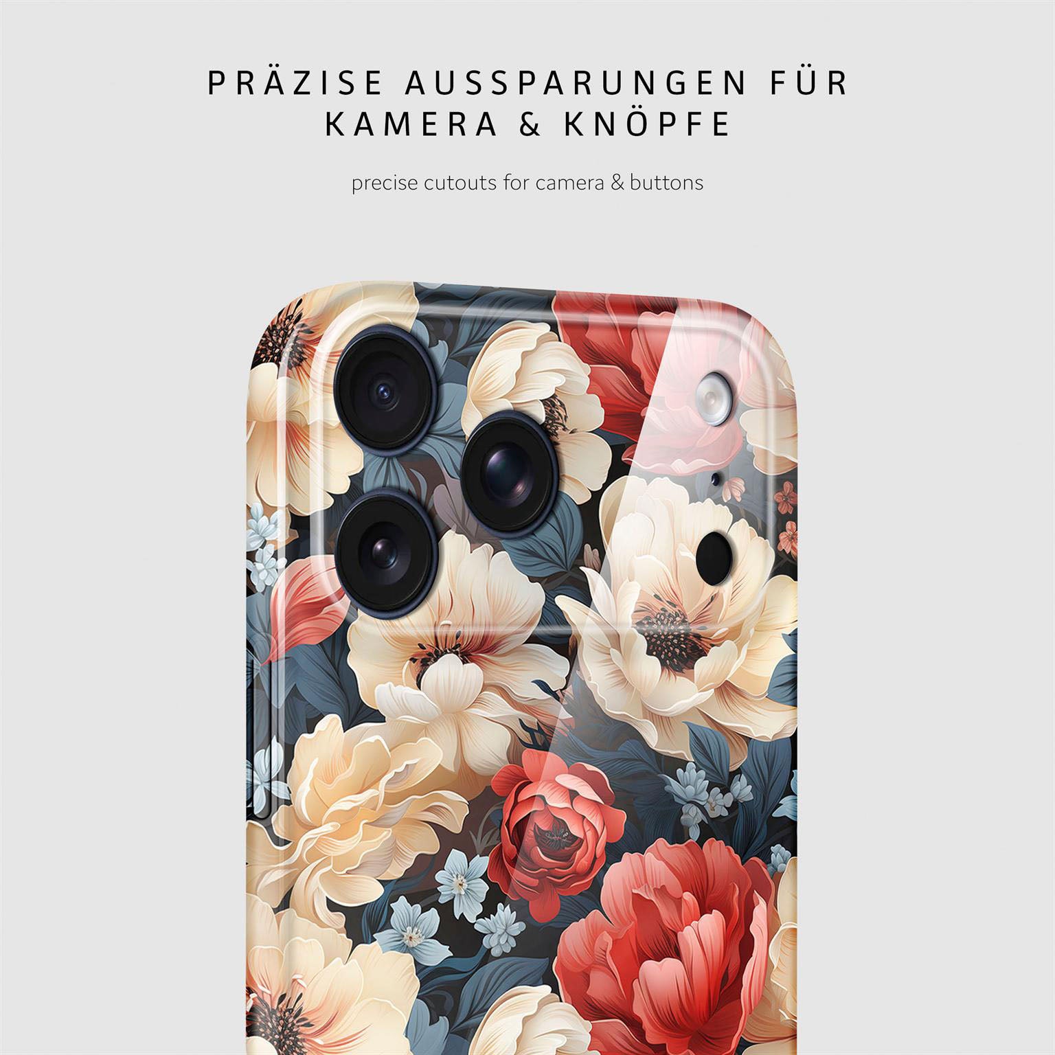 Flower Cover für iPhone 17 Pro in der Farbe Mystic Flora (Rot)