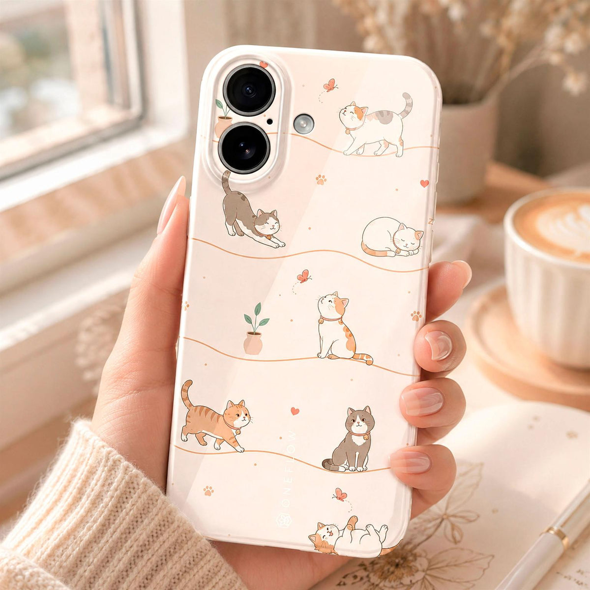 Splash Case für iPhone 18 Pro Max in der Farbe Catnap Club (Braun / Beige)