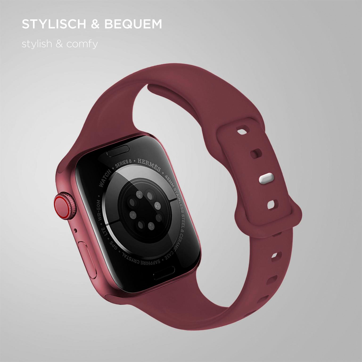Soft Band Slim für Apple Watch SE 3 (40mm) in der Farbe Wine Delight (Rot)