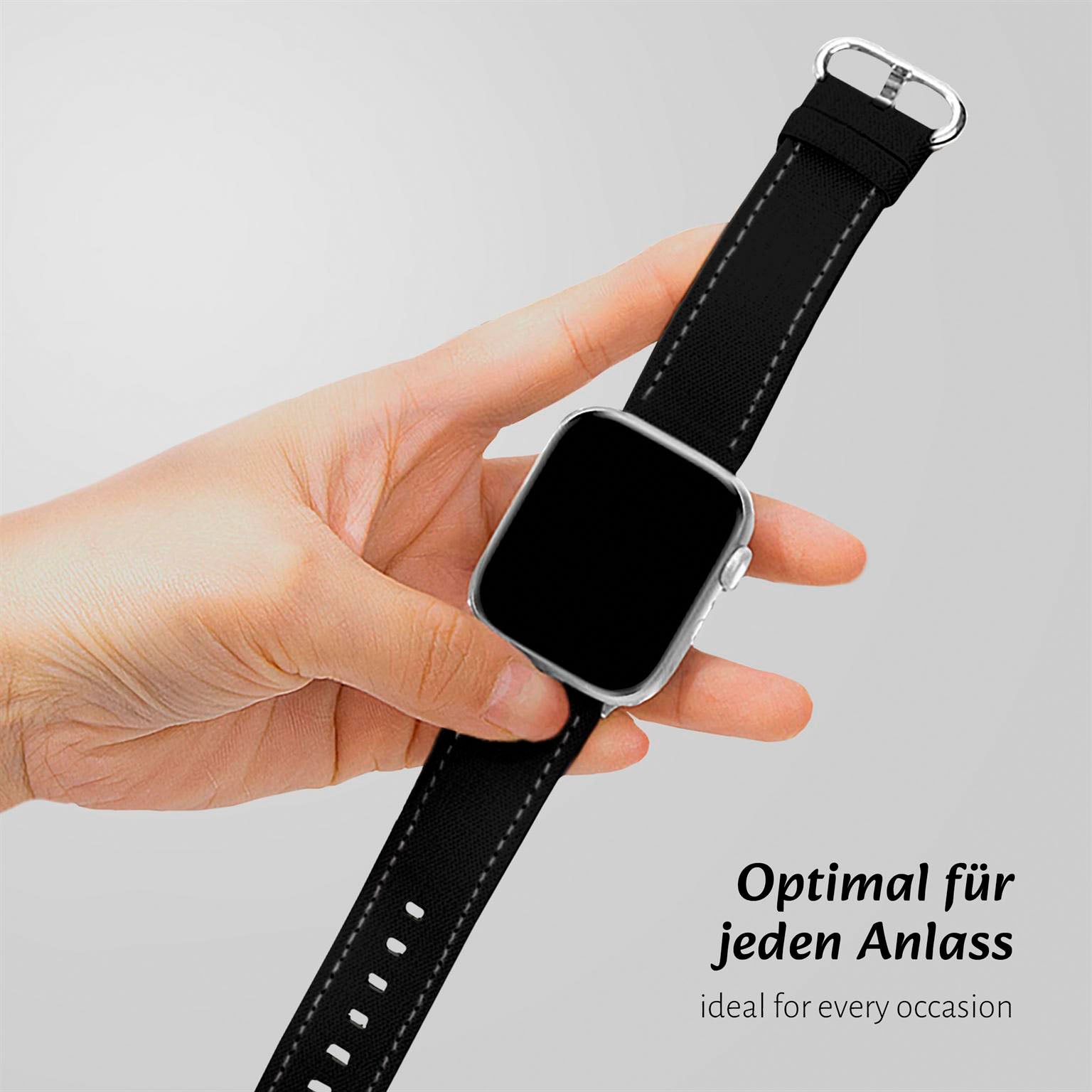 Urban Strap für Apple Watch SE 3 (40mm) in der Farbe Tiefschwarz (Schwarz)