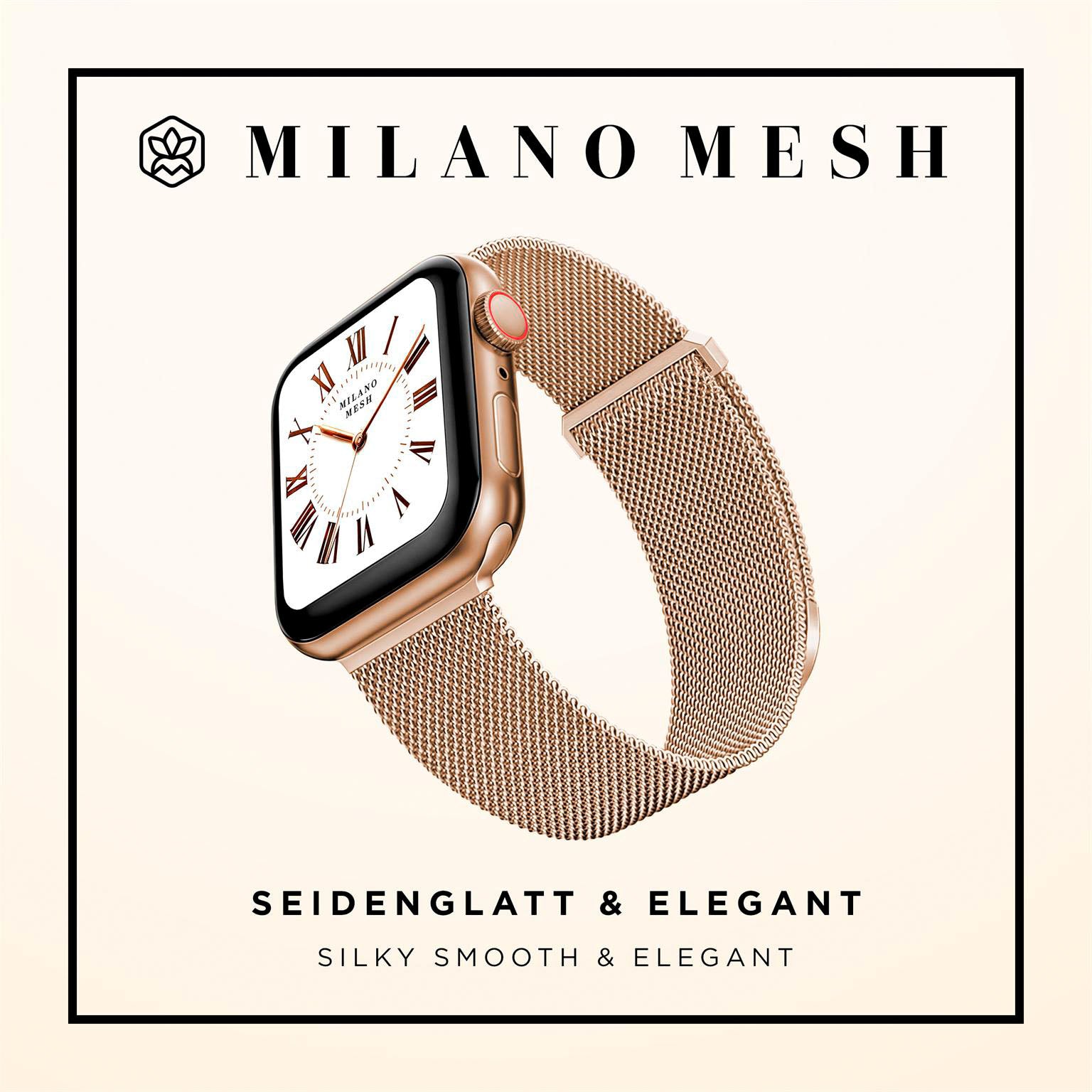 Milano Mesh für Apple Watch SE 3 (44mm) in der Farbe Firenze Rosa (Gold)