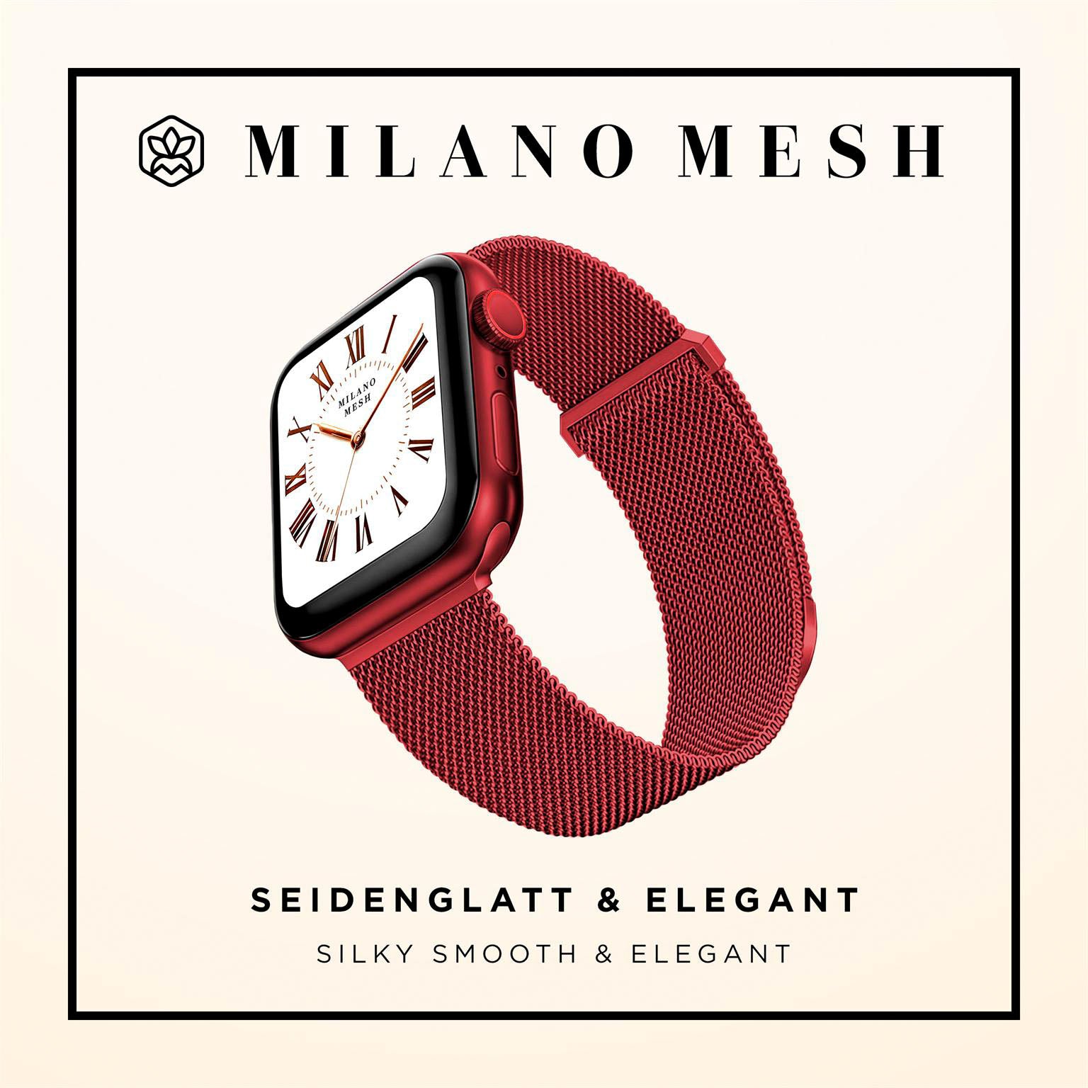 Milano Mesh für Apple Watch SE 3 (44mm) in der Farbe Siena Red (Rot)