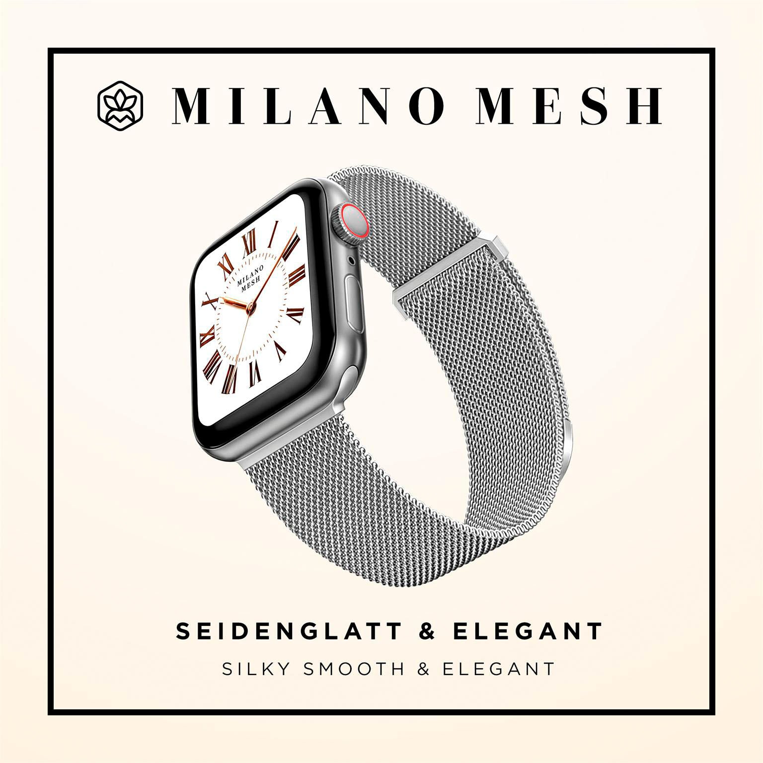 Milano Mesh für Apple Watch SE 3 (44mm) in der Farbe Venezia Silver (Silber)