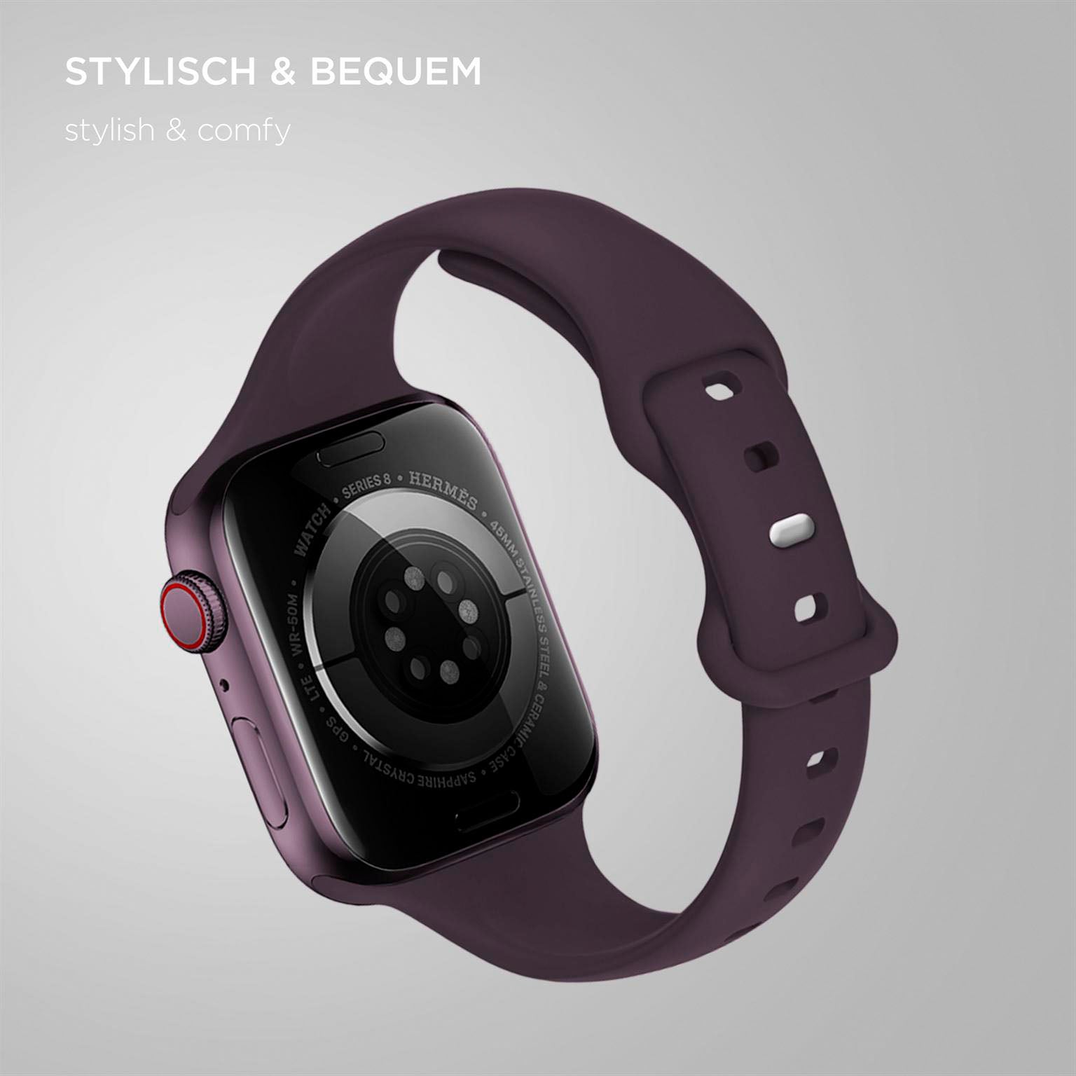Soft Band Slim für Apple Watch SE 3 (44mm) in der Farbe Cherry Blossom (Lila / Violett)