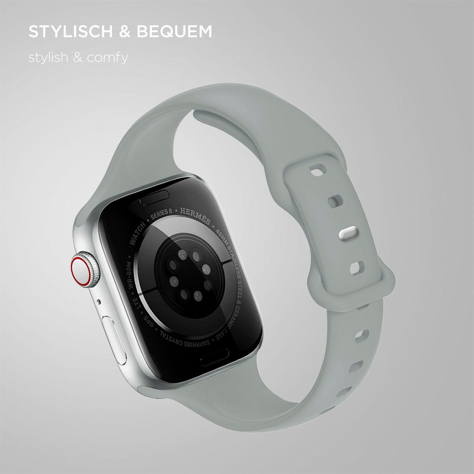 Soft Band Slim für Apple Watch SE 3 (44mm) in der Farbe Slate Grey (Grau)