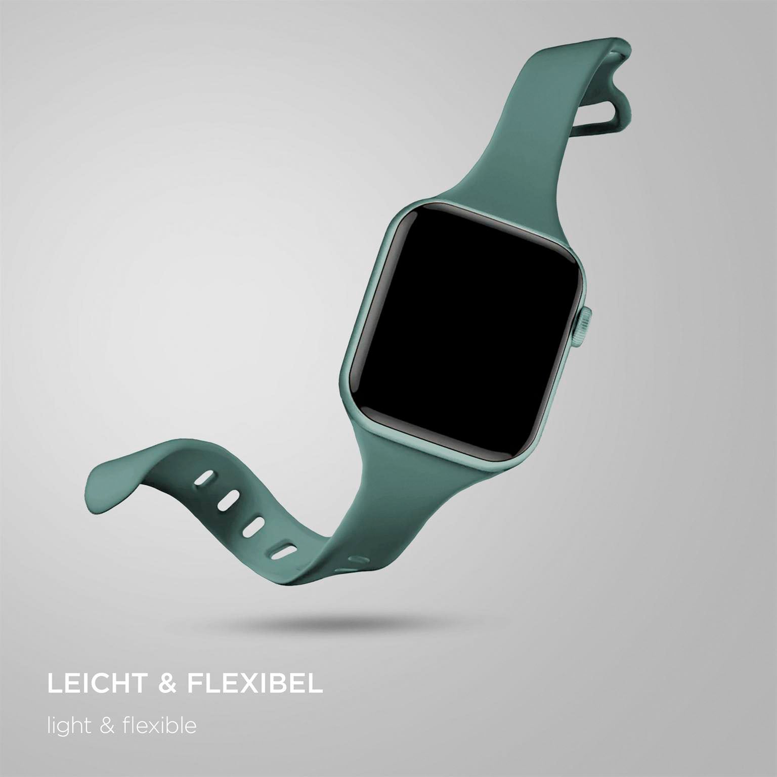 Soft Band Slim für Apple Watch SE 3 (44mm) in der Farbe Evergreen (Grün)