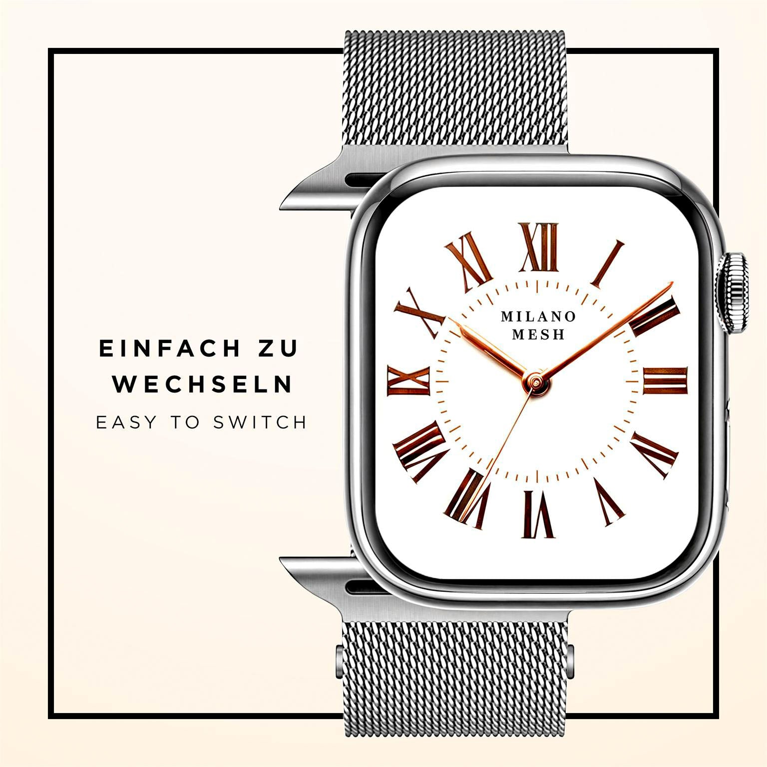 Milano Mesh für Apple Watch 11 (42mm) in der Farbe Venezia Silver (Silber)