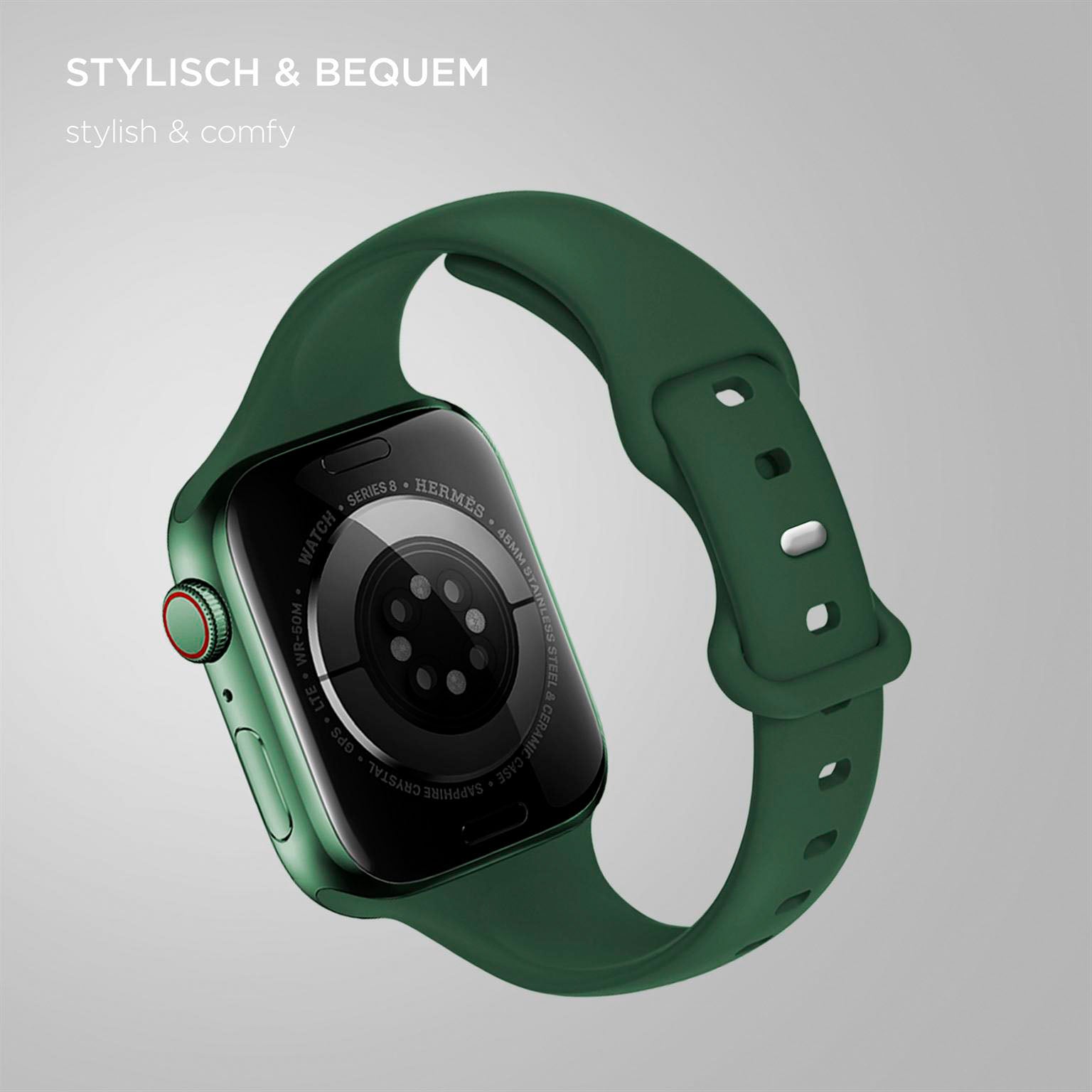 Soft Band Slim für Apple Watch 11 (42mm) in der Farbe Forest Breeze (Grün)