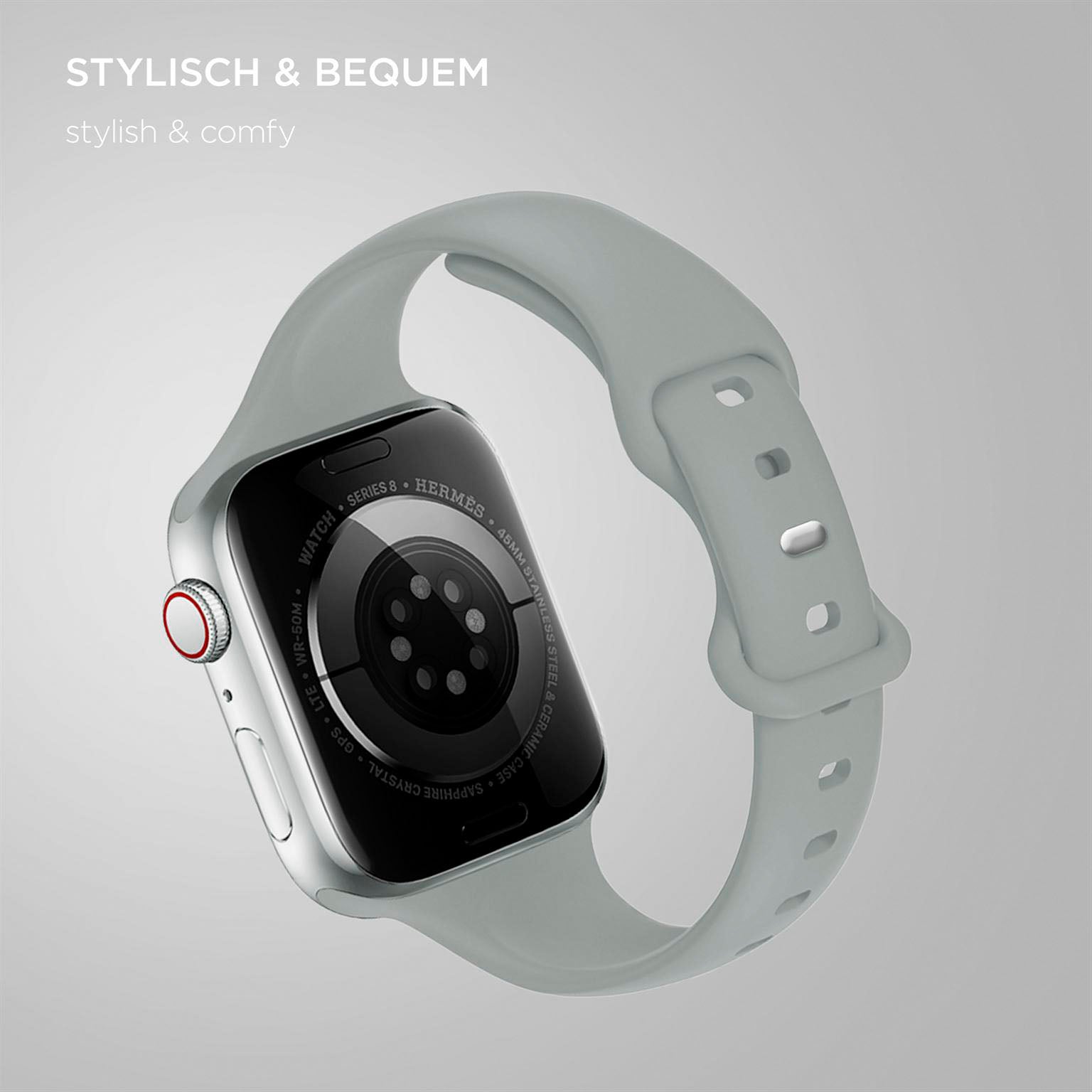 Soft Band Slim für Apple Watch 11 (42mm) in der Farbe Slate Grey (Grau)