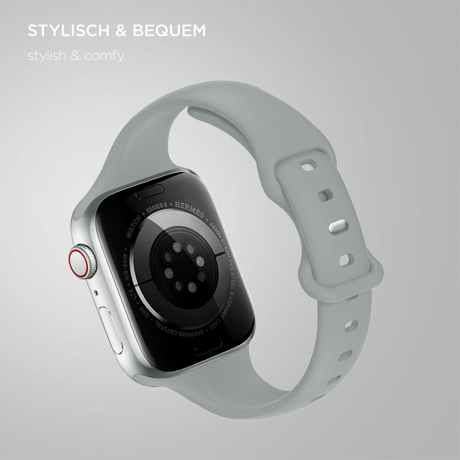 Soft Band Slim für Apple Watch 11 (46mm) in der Farbe Slate Grey (Grau)