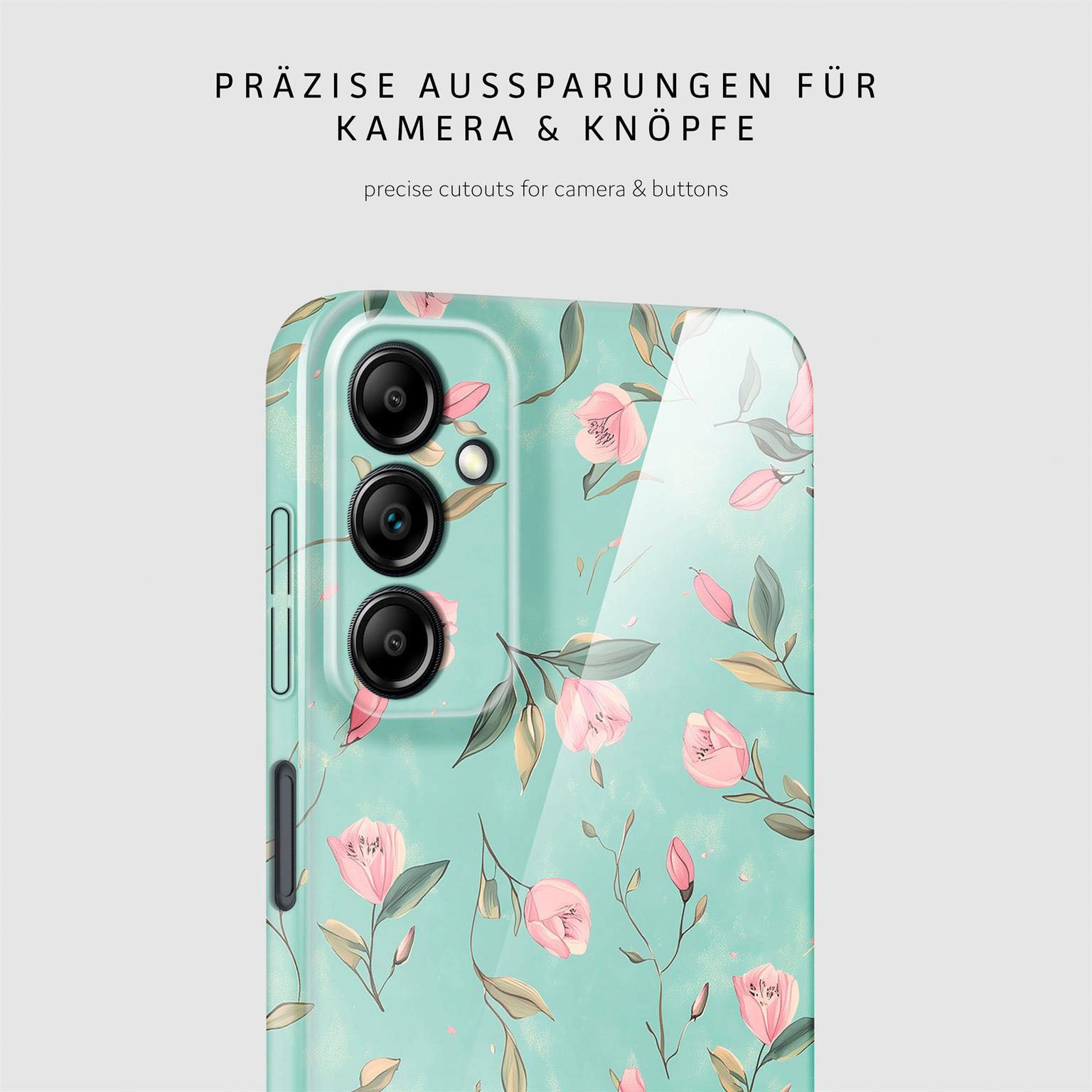 Flower Cover für Samsung Galaxy A14 5G in der Farbe Mint Blossom (Blau)