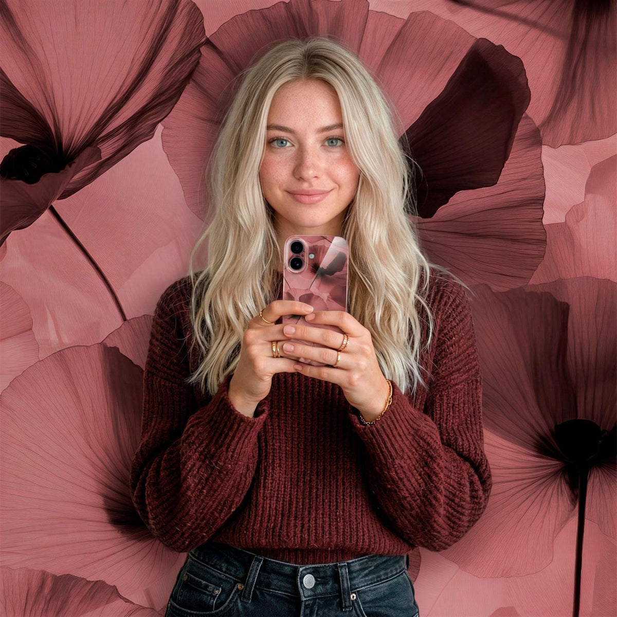 Flower Cover für Samsung Galaxy A37 5G in der Farbe Crimson Whisper (Rot)*