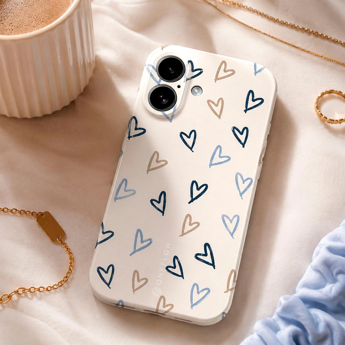 Splash Case für Samsung Galaxy A37 5G in der Farbe Denim Doodles (Braun / Beige)