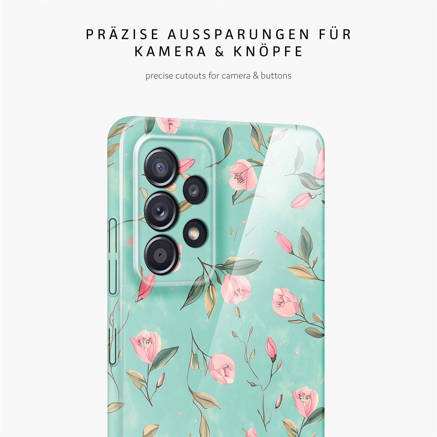 Flower Cover für Samsung Galaxy A52 5G in der Farbe Mint Blossom (Blau)