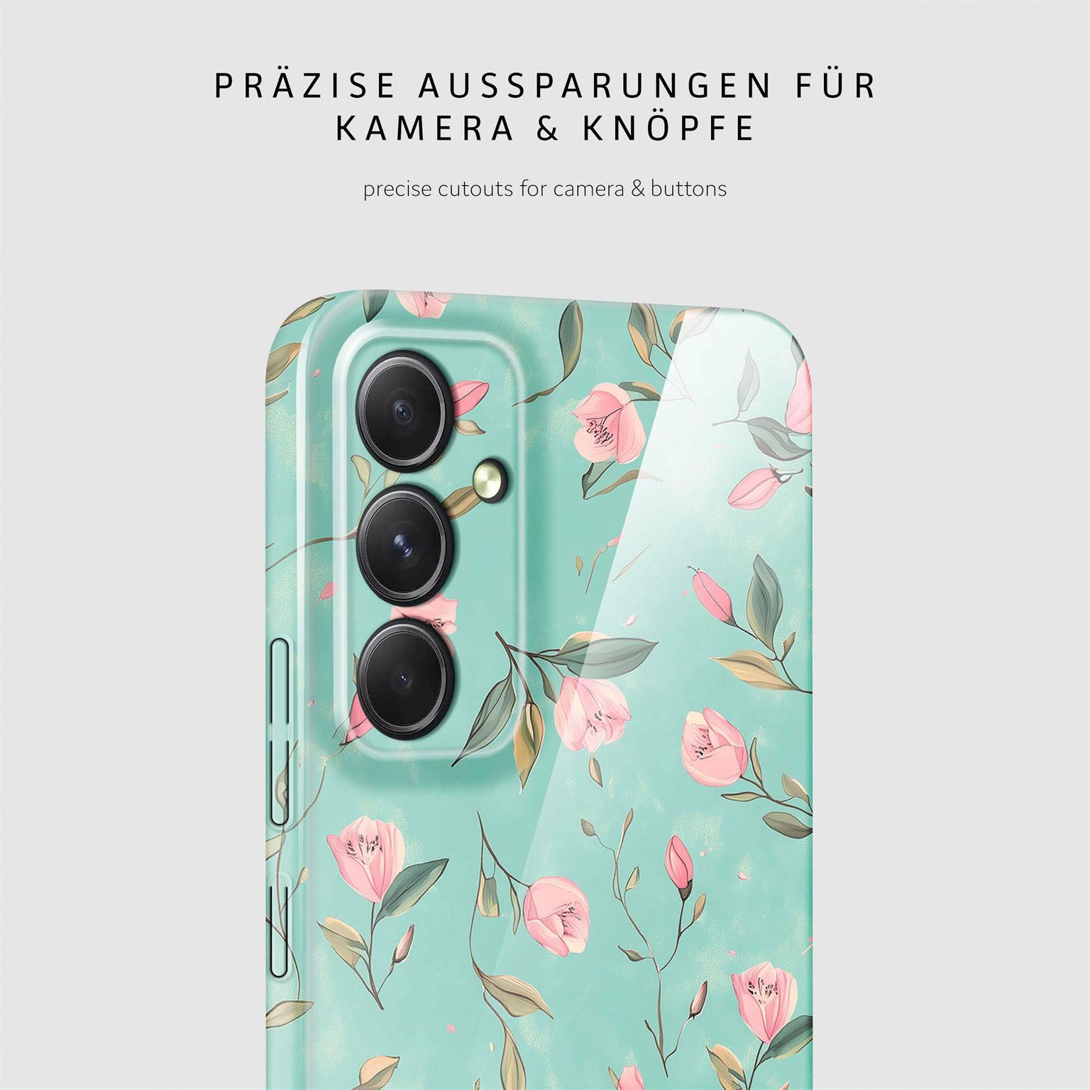 Flower Cover für Samsung Galaxy A54 5G in der Farbe Mint Blossom (Blau)