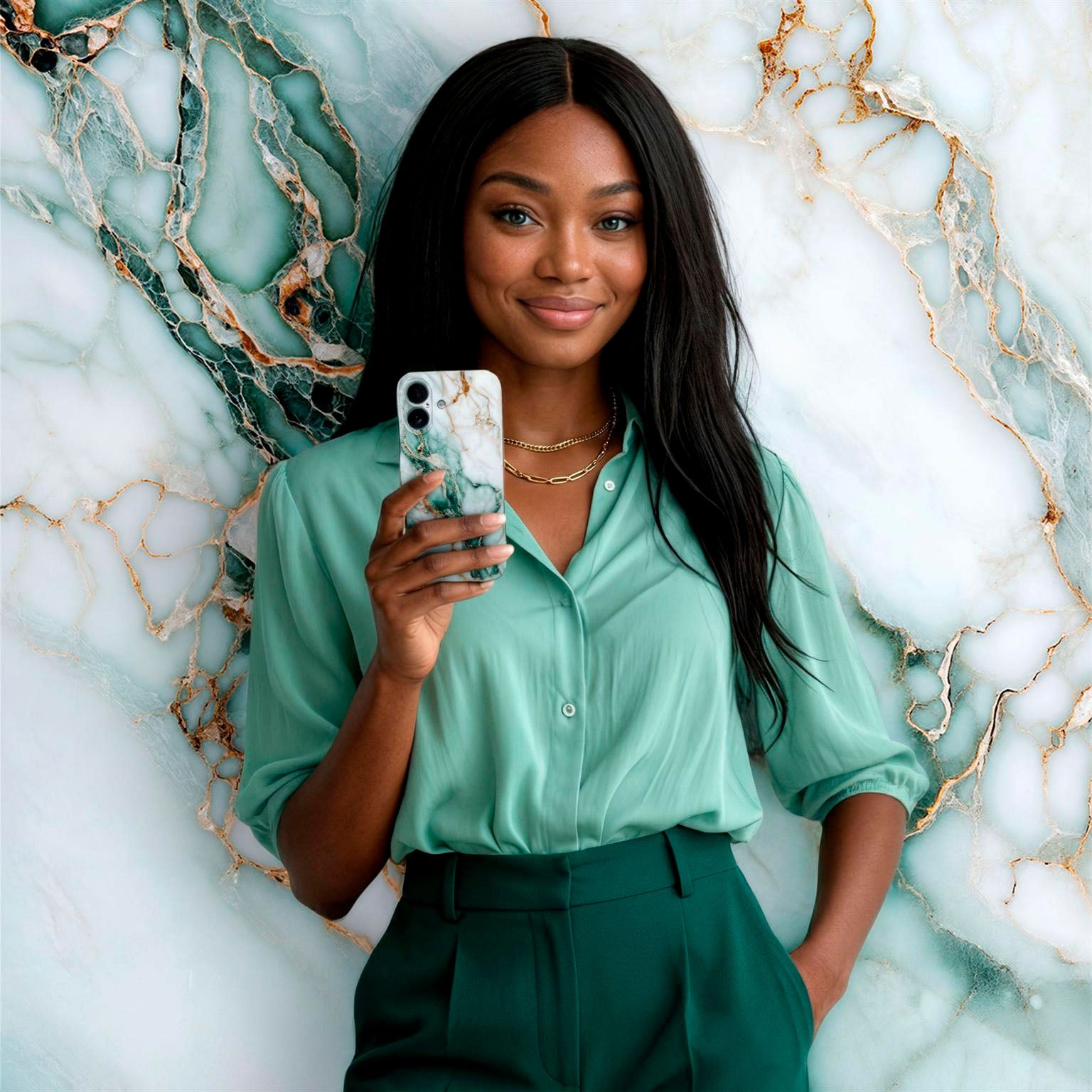 Bliss Cover für Samsung Galaxy A54 5G in der Farbe Jade Cascade (Grün)