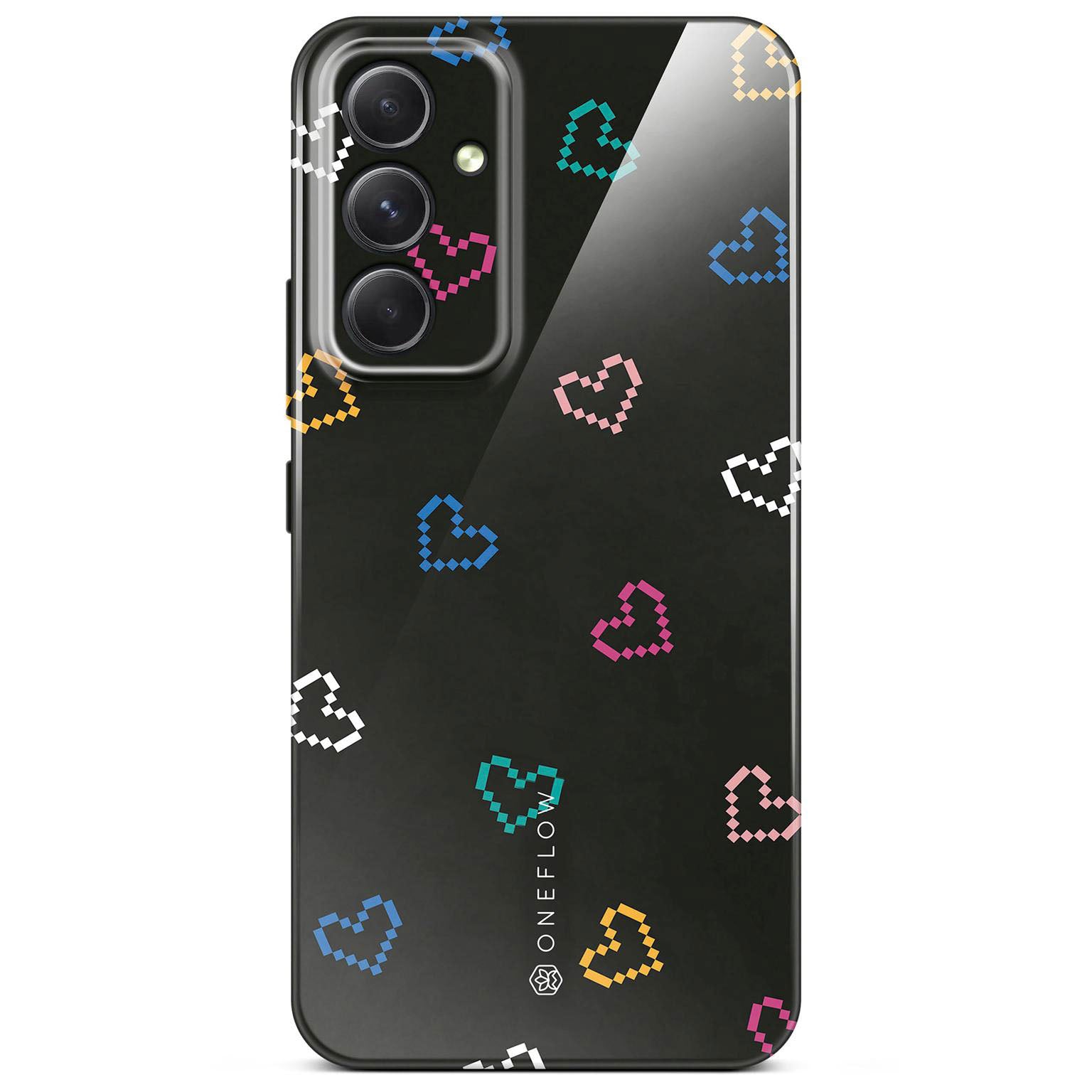 Splash Case für Samsung Galaxy A54 5G in der Farbe Retro Heartbeat (Schwarz)