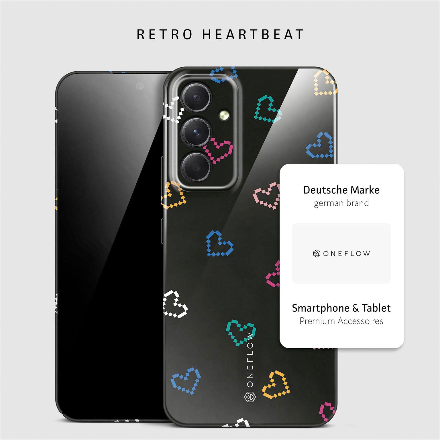 Splash Case für Samsung Galaxy A54 5G in der Farbe Retro Heartbeat (Schwarz)