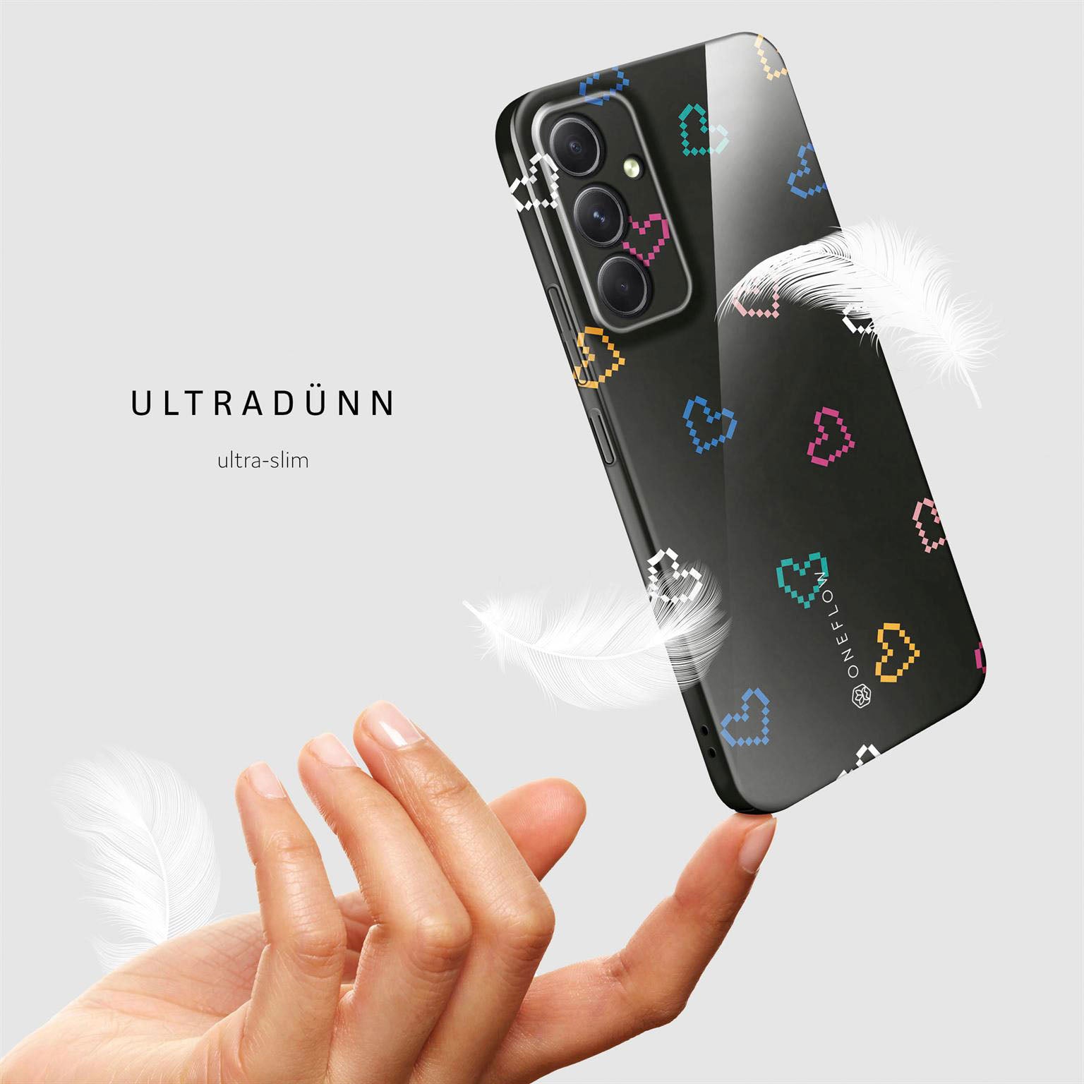 Splash Case für Samsung Galaxy A54 5G in der Farbe Retro Heartbeat (Schwarz)