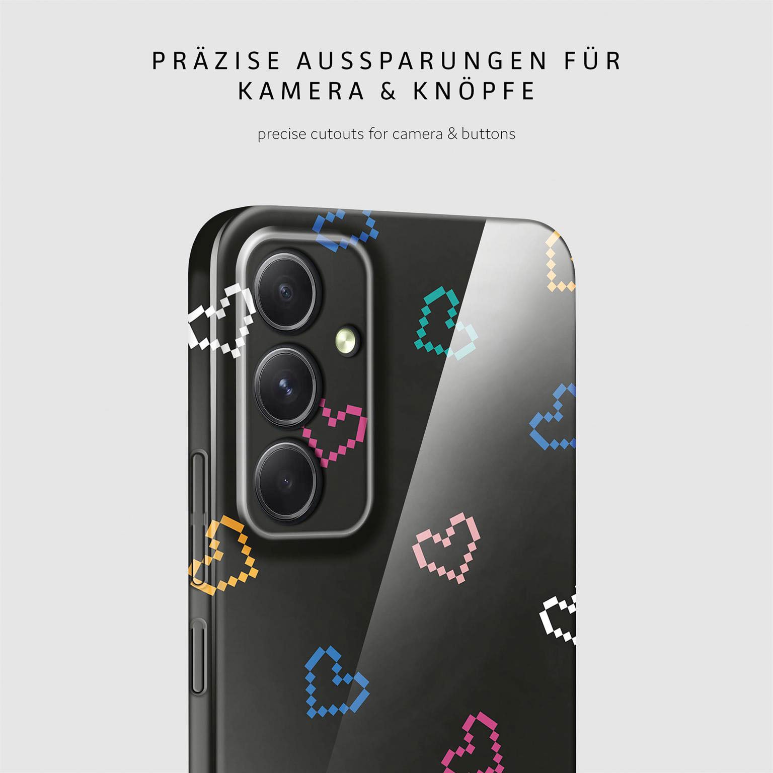 Splash Case für Samsung Galaxy A54 5G in der Farbe Retro Heartbeat (Schwarz)
