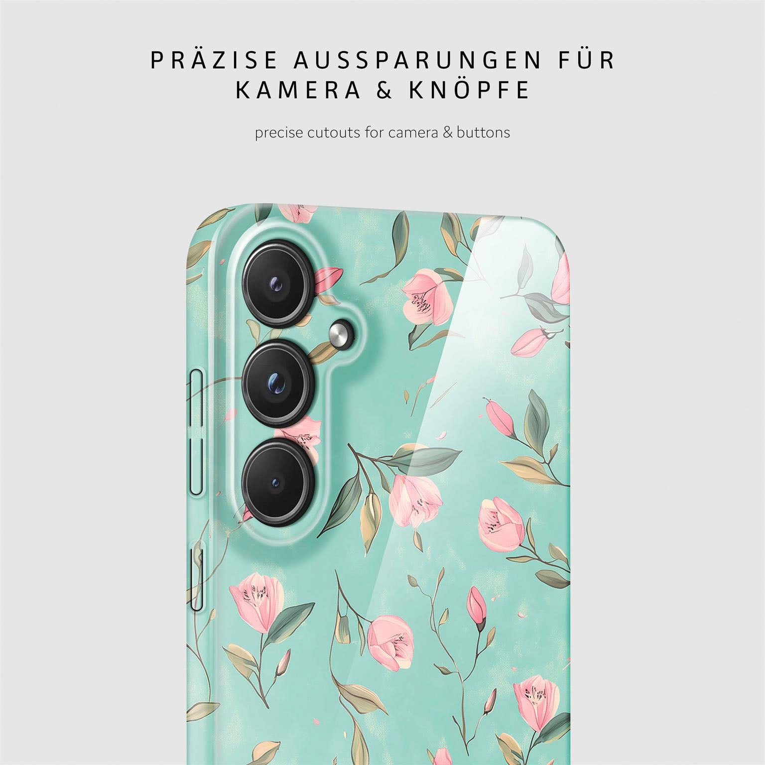 Flower Cover für Samsung Galaxy A55 5G in der Farbe Mint Blossom (Blau)
