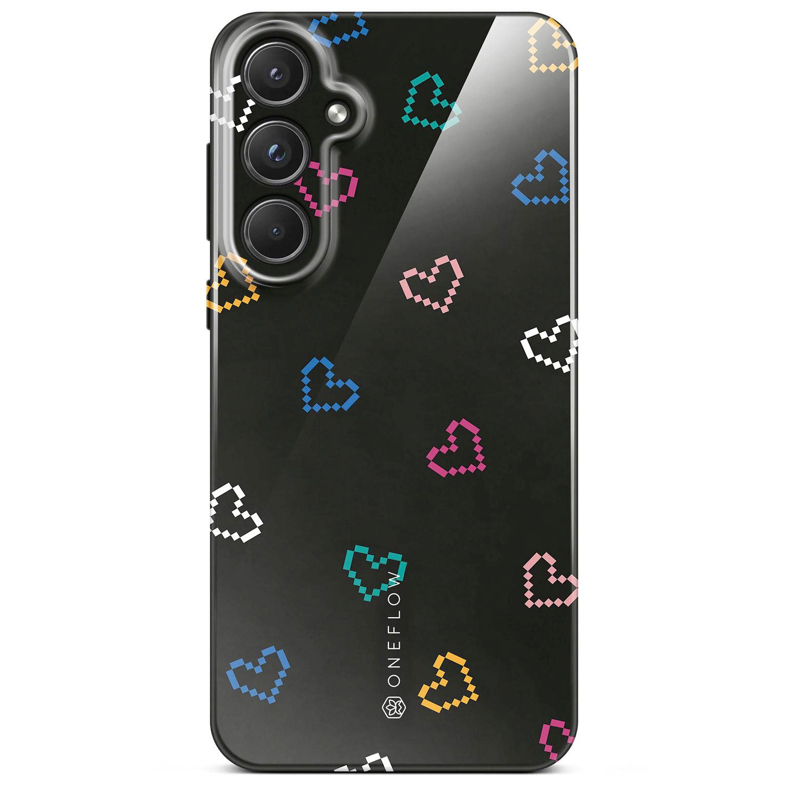 Splash Case für Samsung Galaxy A55 5G in der Farbe Retro Heartbeat (Schwarz)