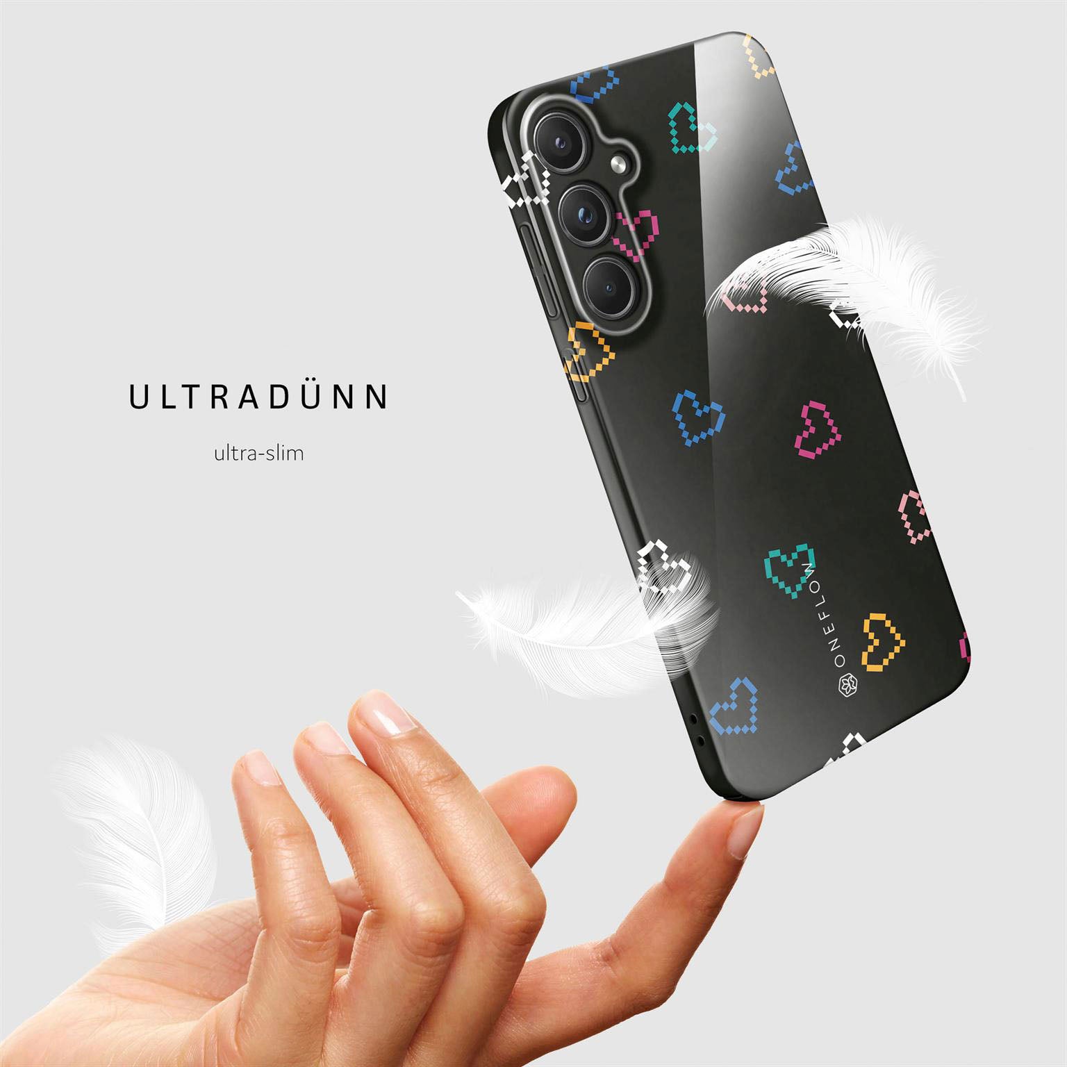 Splash Case für Samsung Galaxy A55 5G in der Farbe Retro Heartbeat (Schwarz)