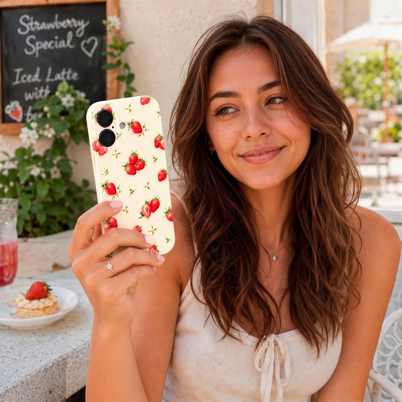 Splash Case für Samsung Galaxy A57 5G in der Farbe Strawberry Riot (Braun / Beige)*