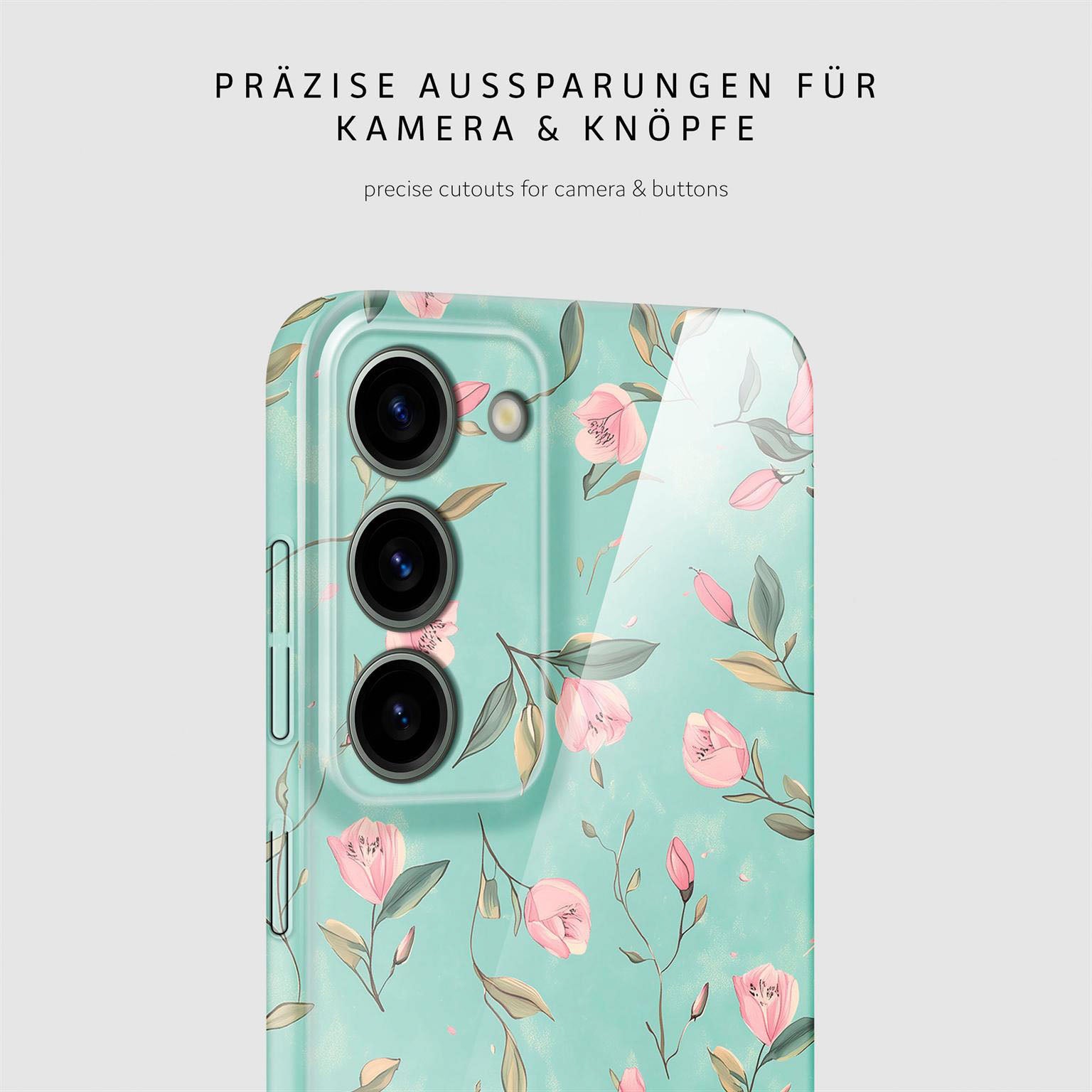 Flower Cover für Samsung Galaxy S23 in der Farbe Mint Blossom (Blau)