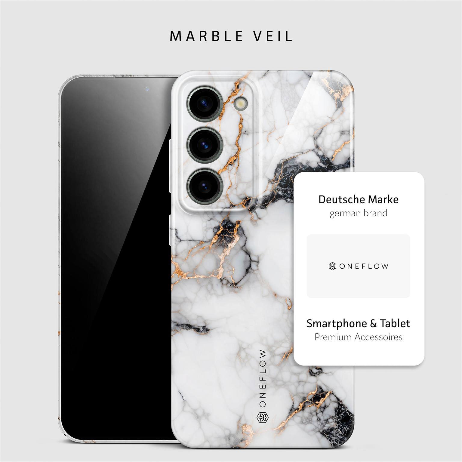 Bliss Cover für Samsung Galaxy S23 in der Farbe Marble Veil (Weiß)