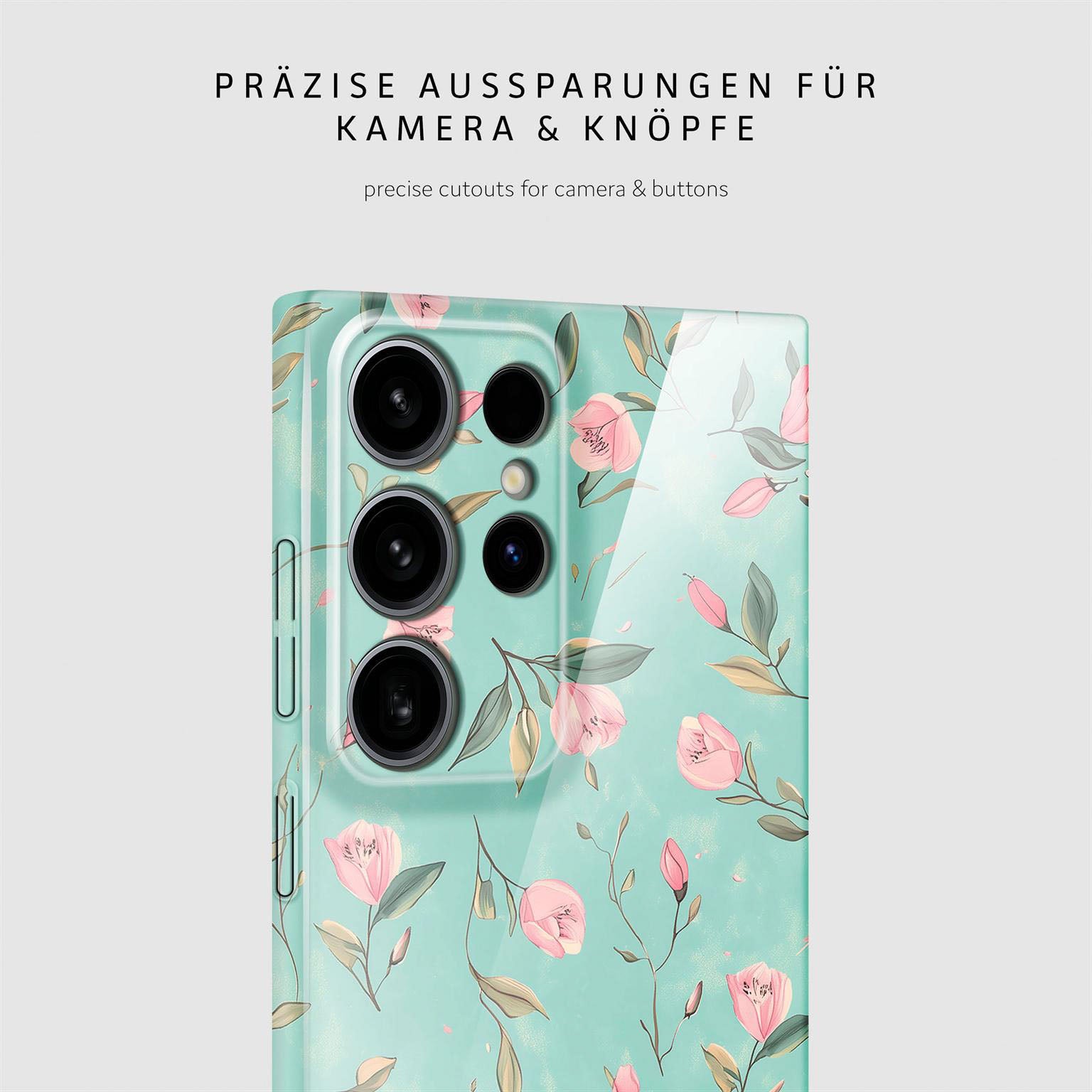Flower Cover für Samsung Galaxy S24 Ultra in der Farbe Mint Blossom (Blau)