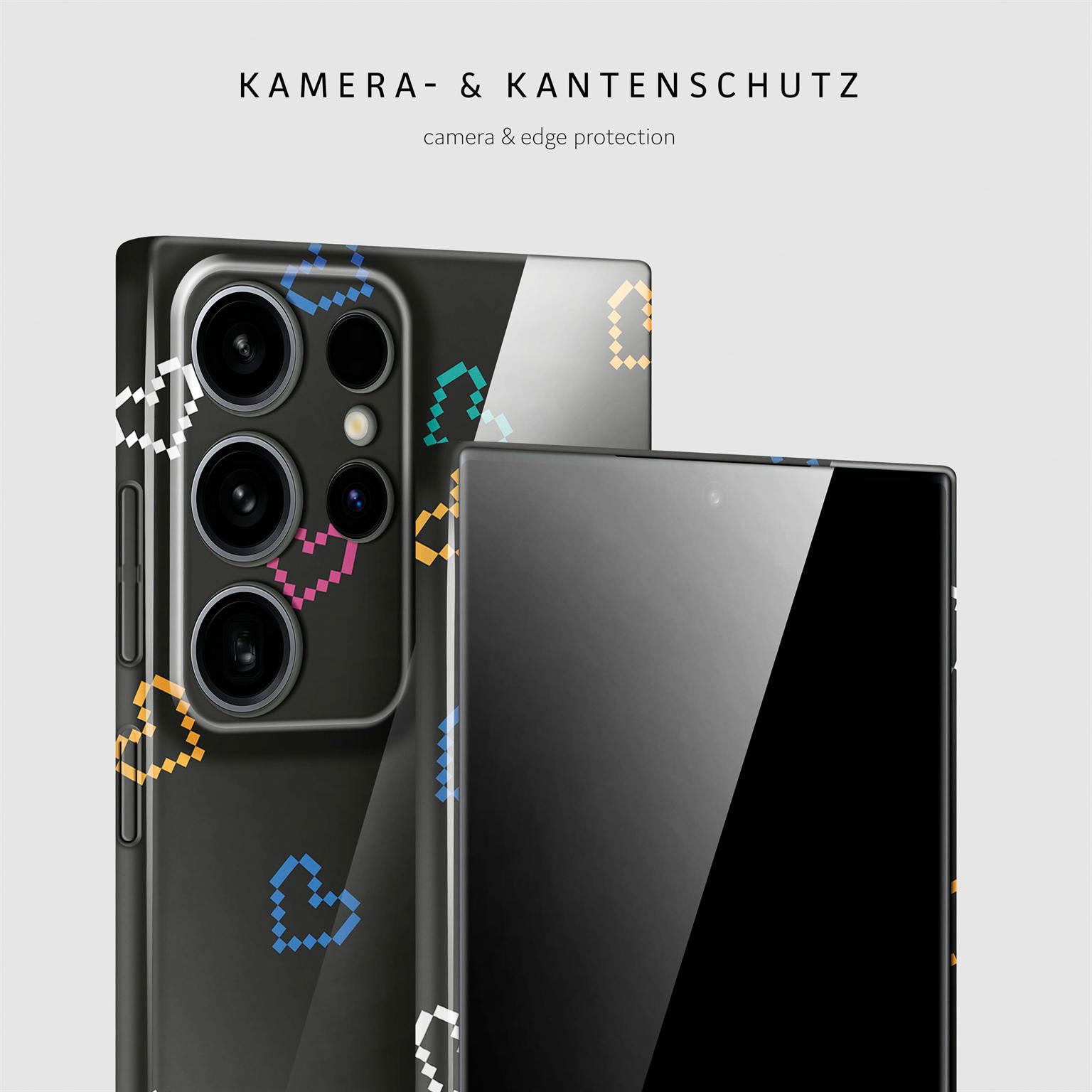 Splash Case für Samsung Galaxy S24 Ultra in der Farbe Retro Heartbeat (Schwarz)