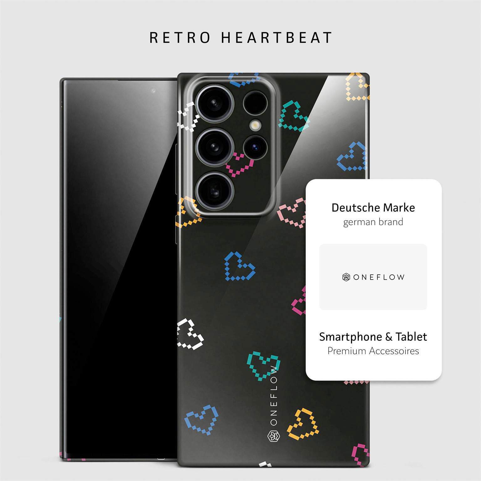 Splash Case für Samsung Galaxy S24 Ultra in der Farbe Retro Heartbeat (Schwarz)