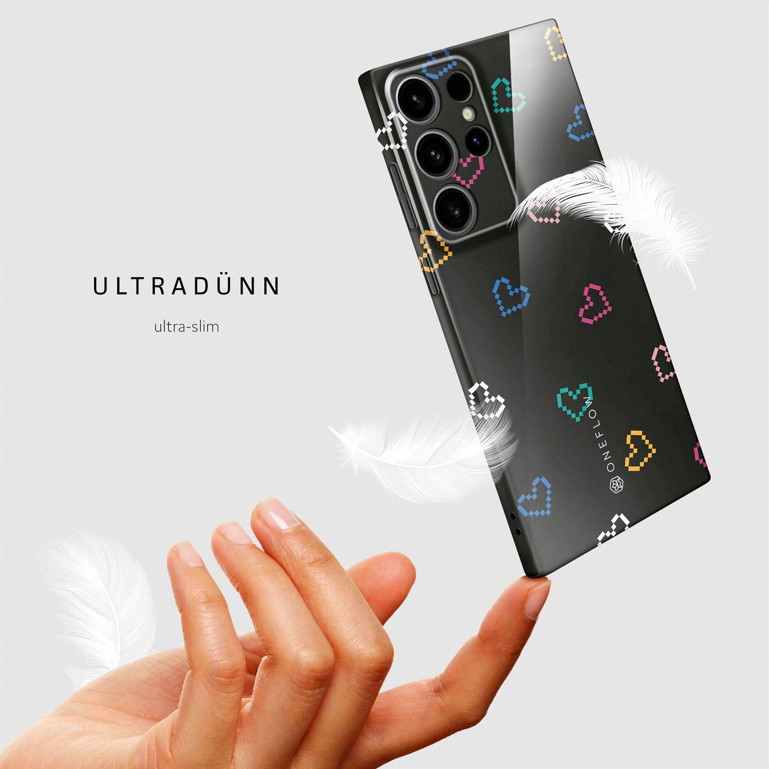 Splash Case für Samsung Galaxy S24 Ultra in der Farbe Retro Heartbeat (Schwarz)