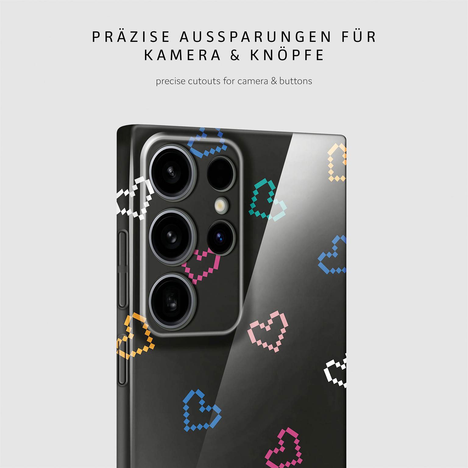 Splash Case für Samsung Galaxy S24 Ultra in der Farbe Retro Heartbeat (Schwarz)
